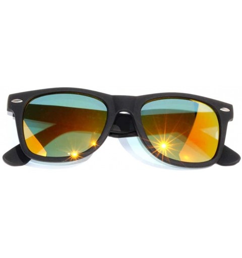 Wayfarer 1 Pair Mirrored Reflective Colored Lens Sunglasses Matte Frame Horn Rimmed Style - 1_black_mirror - CK12O01F6JM $10.11
