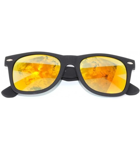 Wayfarer 1 Pair Mirrored Reflective Colored Lens Sunglasses Matte Frame Horn Rimmed Style - 1_black_mirror - CK12O01F6JM $10.11