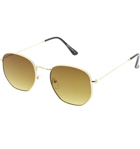 Square Modern Metal Slim Arms Neutral Flat Lens Geometric Sunglasses 51mm - Gold / Brown - CT188K08L3Z $13.28