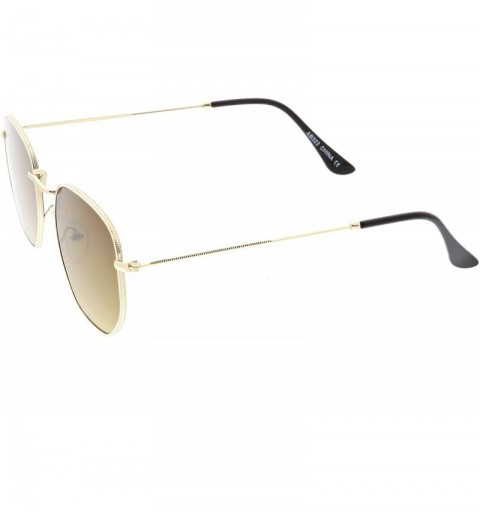 Square Modern Metal Slim Arms Neutral Flat Lens Geometric Sunglasses 51mm - Gold / Brown - CT188K08L3Z $13.28