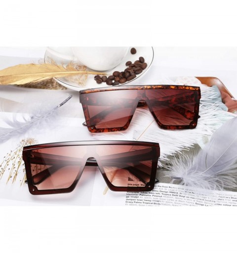 Rimless Fashion Siamese Lens Sunglasses Women Men Succinct Square Style UV400 B2470 - Red Brown - C518NOHR0U6 $17.71
