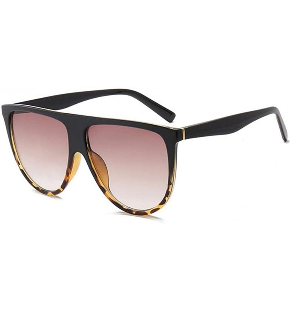 Square sunglasses woman vintage retro flat top Thin Shadow sun glasses square Pilot - C7-leopard-tea - C218WXSDUH3 $52.17