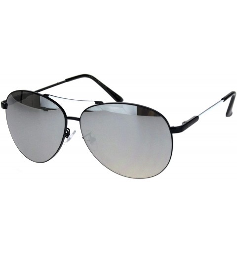Aviator Silver Mirror Lens Metal Rim Officer Cop Pilots Sunglasses - Black White - CU18KHH986M $11.97