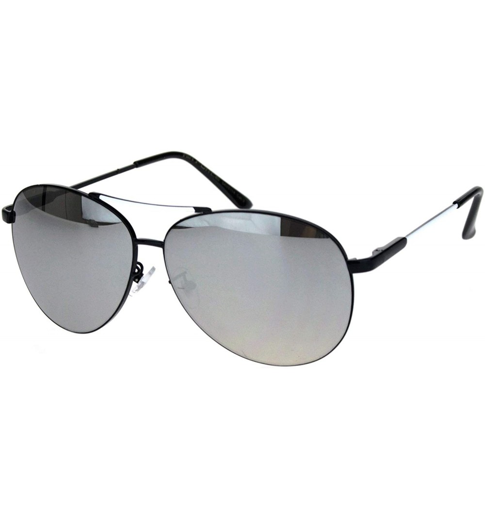 Aviator Silver Mirror Lens Metal Rim Officer Cop Pilots Sunglasses - Black White - CU18KHH986M $11.97