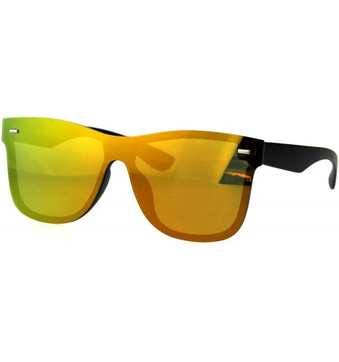 Shield Futuristic Shield Panel Lens Horn Rim Hipster Plastic Sunglasses - Orange Mirror - CT184QNT3KC $27.36