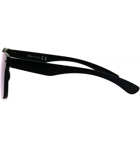 Shield Futuristic Shield Panel Lens Horn Rim Hipster Plastic Sunglasses - Orange Mirror - CT184QNT3KC $10.88
