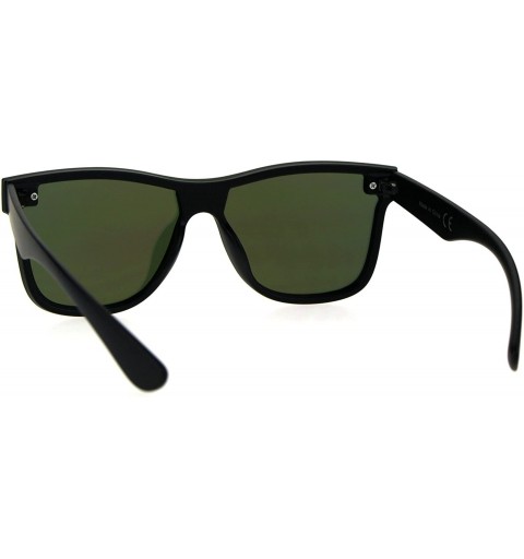 Shield Futuristic Shield Panel Lens Horn Rim Hipster Plastic Sunglasses - Orange Mirror - CT184QNT3KC $10.88