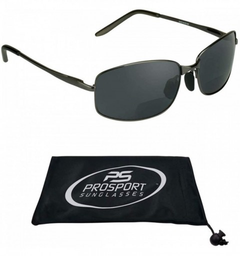 Square Bifocal Sunglasses Readers Mens Rectangle Square Nickel Metal Large Fit - 2 Pairs of Gray Lens - CM1897TNL2X $15.06