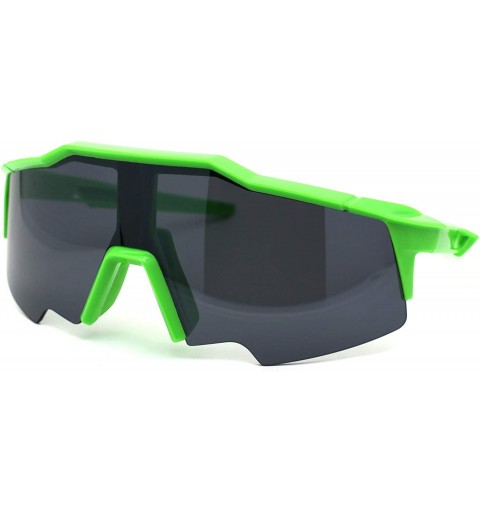 Square Mens XL Oversize Shield Robotic Plastic Sport Sunglasses - Green Black - CQ19607O5W8 $27.19