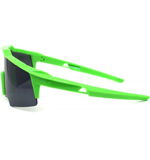 Square Mens XL Oversize Shield Robotic Plastic Sport Sunglasses - Green Black - CQ19607O5W8 $15.28