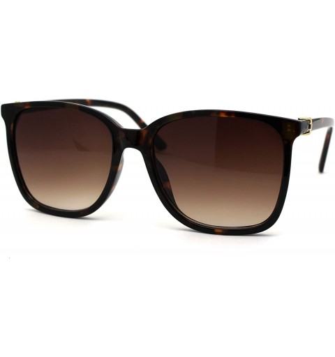 Rectangular Womens Thin Plastic Mod Rectangular Designer Horn Sunglasses - Tortoise Brown - CV196045YWX $15.23