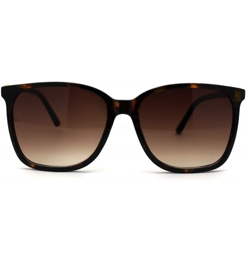 Rectangular Womens Thin Plastic Mod Rectangular Designer Horn Sunglasses - Tortoise Brown - CV196045YWX $15.23