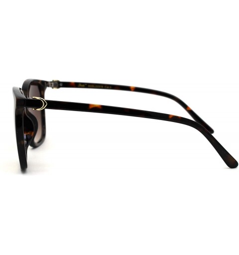 Rectangular Womens Thin Plastic Mod Rectangular Designer Horn Sunglasses - Tortoise Brown - CV196045YWX $15.23