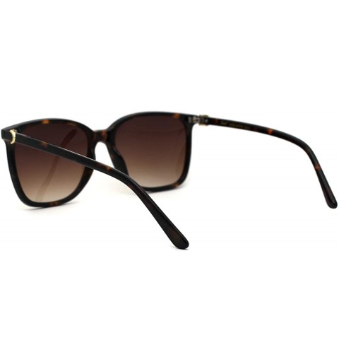 Rectangular Womens Thin Plastic Mod Rectangular Designer Horn Sunglasses - Tortoise Brown - CV196045YWX $15.23