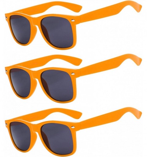 Rectangular Set of 3 pairs Retro Style Vintage Sunglasses Smoke Lens 3 Pack Colored - Smoke_lens_orange_3_pairs - C617YKY8N7X...
