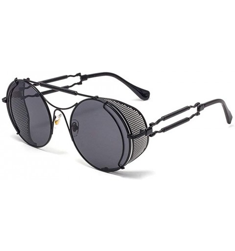 Goggle Round Retro Sun Glasses Men Women 2020 Fashion Windproof Punk Sunglasses Outdoor Pilot Mens Goggle - Black&grey - C719...