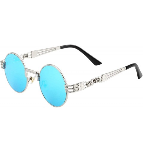 Round Round Steampunk Sunglasses for Men Women Retro Metal Frame John Lennon Hippie Glasses - CW18X9K48S7 $10.40