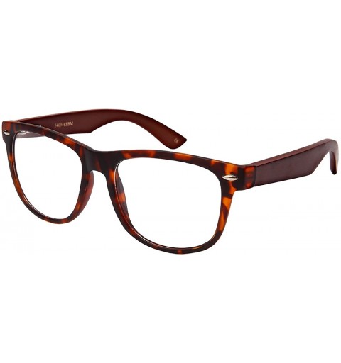 Square Clear UV Lens Bamboo Sunglasses w/Spring Hinge 540946SBM-CL - Matte Demi - CC12MYIZUJ3 $12.83