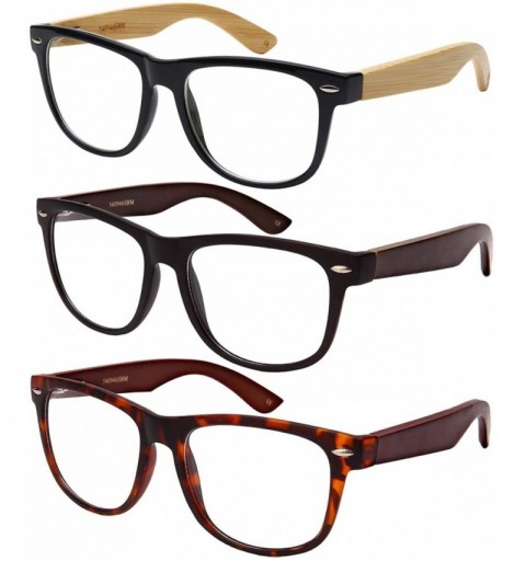 Square Clear UV Lens Bamboo Sunglasses w/Spring Hinge 540946SBM-CL - Matte Demi - CC12MYIZUJ3 $12.83