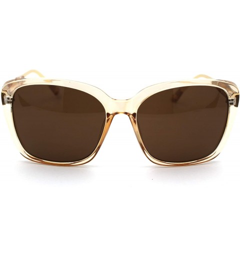 Rectangular Womens Mod Minimal Butterfly Designer Sunglasses - Beige Gold Brown - CU18WILA73S $11.47