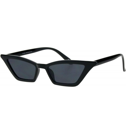 Rectangular Womens Skinny Sunglasses Trapezoid Shape Glamorous Cateye Frame - Black (Black) - C418K3TQW0N $9.92