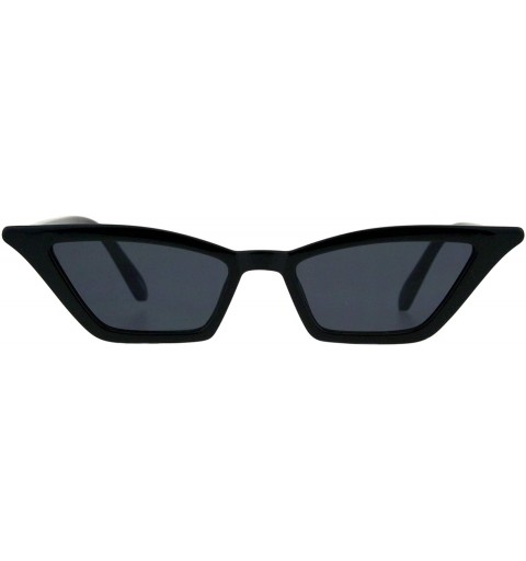 Rectangular Womens Skinny Sunglasses Trapezoid Shape Glamorous Cateye Frame - Black (Black) - C418K3TQW0N $9.92