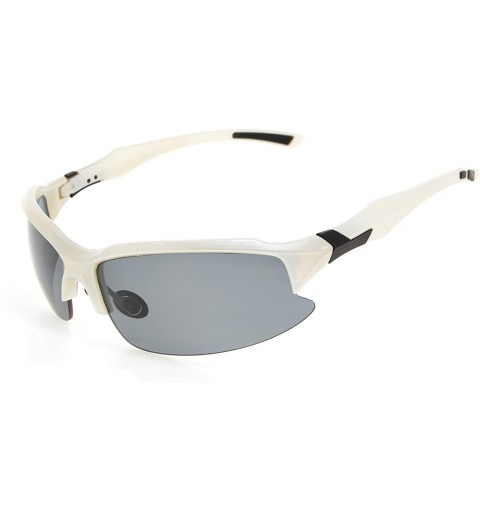 Sport Polycarbonate Polarized TR90 Unbreakable Half-Rim Sport Sunglasses - White/Grey Lens - CR18XEIIL7Z $26.05