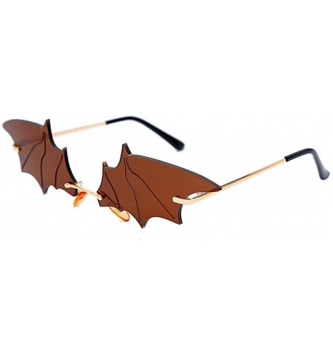 Rimless Rimless Retro Batman Vintage Fashion Style Sunglasses Steampunk Eyewear - Batman Brown - CK195C23YNY $21.47