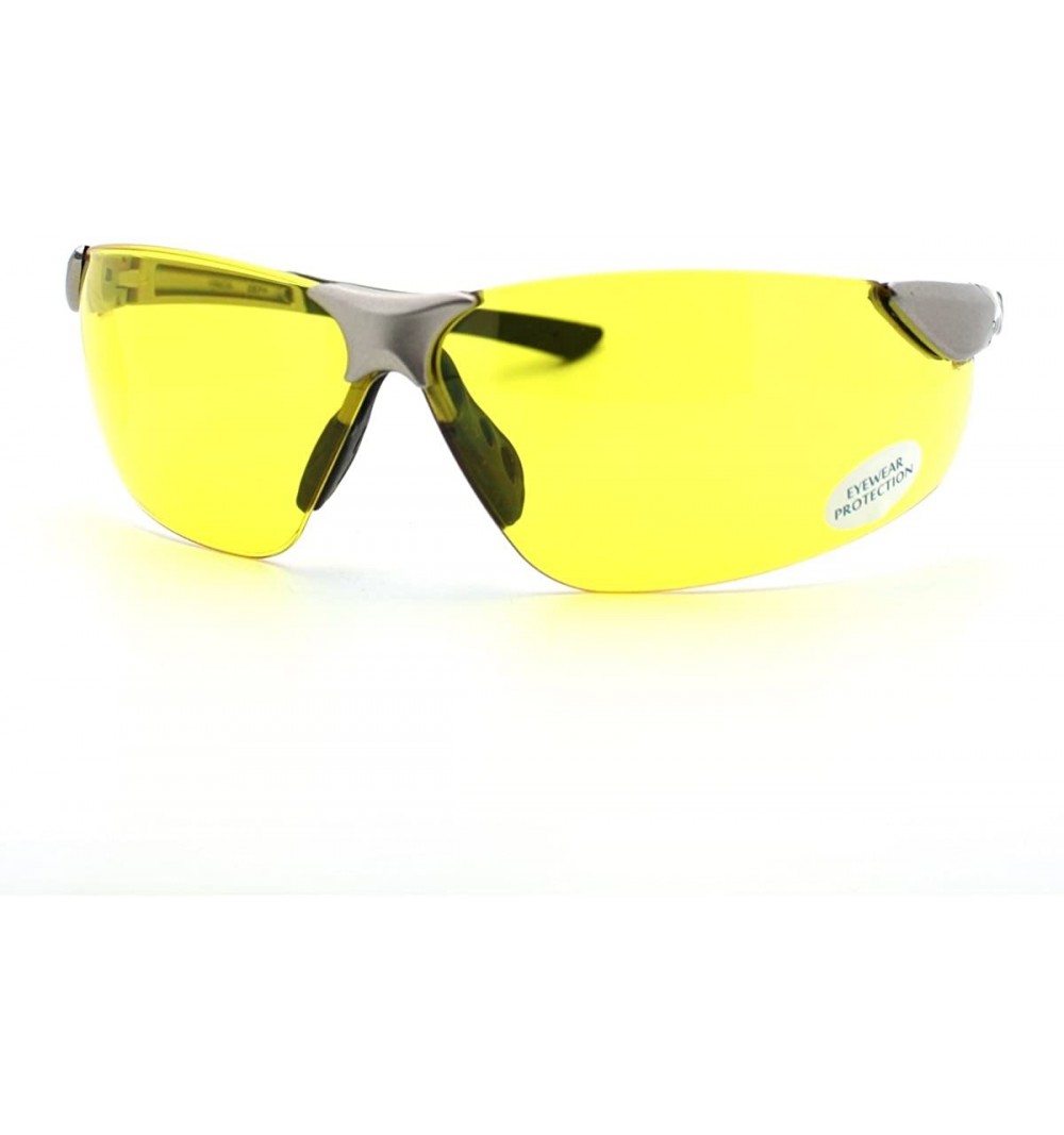 Rimless Safety Eyewear Clear/Yellow Lens Protects from Dust/Wind Rimless Sporty Frame - Silver - CJ11D41XYGL $8.64