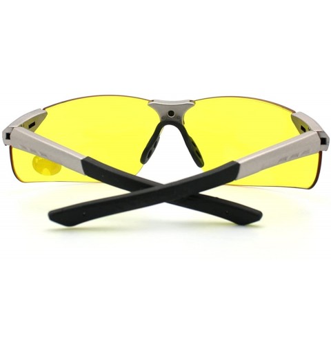 Rimless Safety Eyewear Clear/Yellow Lens Protects from Dust/Wind Rimless Sporty Frame - Silver - CJ11D41XYGL $8.64