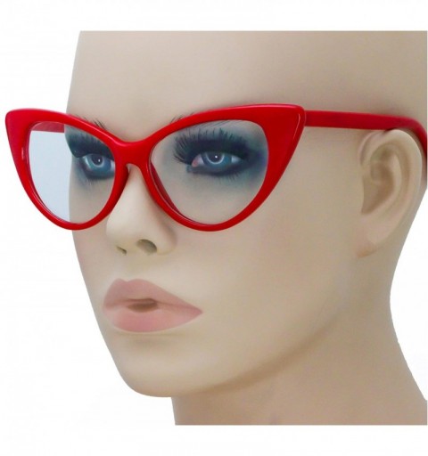 Oval Retro Sexy Women Eyeglasses Frame Fashion Cat Eye Clear Lens ladies Eye Glasses - Red - CI18CC3XLO4 $10.58