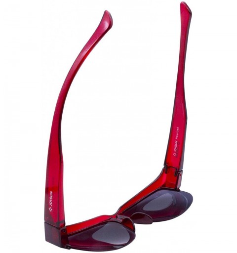 Semi-rimless Unisex Polarized LensCovers Sunglasses Wear Over Prescription Glasses 8008 - Red - CW12EYG95WV $11.76