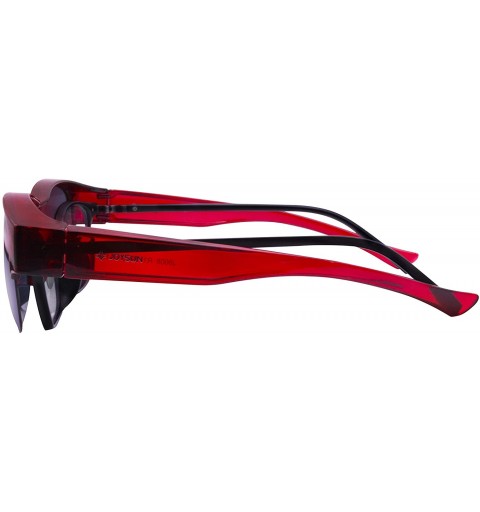Semi-rimless Unisex Polarized LensCovers Sunglasses Wear Over Prescription Glasses 8008 - Red - CW12EYG95WV $11.76