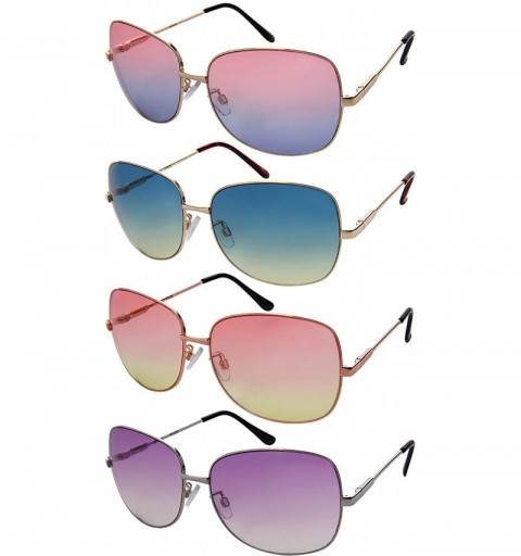 Square Chic Square Metal Sunnies w/Ocean Color Lens 3102S-OCR - Silver - CP182A27T8M $11.33