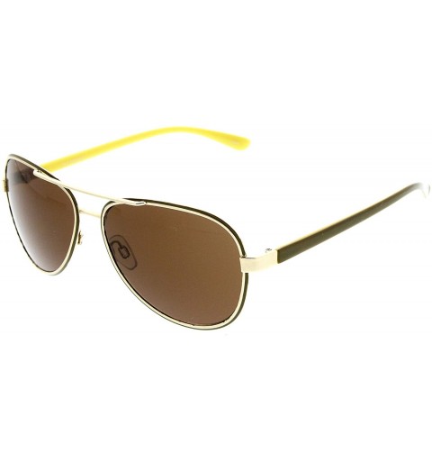 Aviator Optical Quality Eyewear Nouveau Metal Crafted Aviator Sunglasses (Gold-Green/Brown) - CP116RGI27B $17.11
