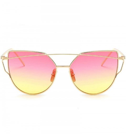 Oval Sunglasses Women Luxury Cat Eye Design Mirror Flat Rose Gold Vintage Cateye Fashion Sun Glasses Eyewear - A5 - CU197A2TY...