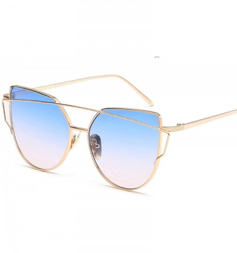 Oval Sunglasses Women Luxury Cat Eye Design Mirror Flat Rose Gold Vintage Cateye Fashion Sun Glasses Eyewear - A5 - CU197A2TY...