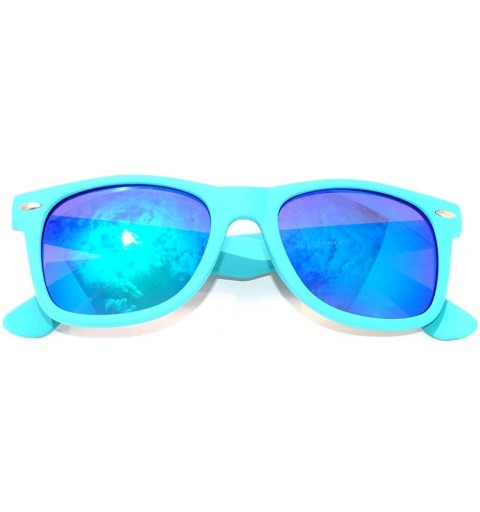 Wayfarer Classic Vintage Colored Mirror Lens Sunglasses Matte Frame Many Colors - Turquoise - CG11NIWU7IJ $8.47