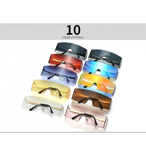 Rimless Oversized Shield Sunglasses Flat Top Gradient Lens Rimless Eyeglasses Women Men - Gold&black - CL199HWGGRW $11.97