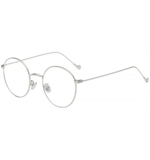 Round Man woman Retro Harajuku Nearsighted Glasses Myopia Flat Mirror Glasses - Silver - CF1978DRCA2 $21.65