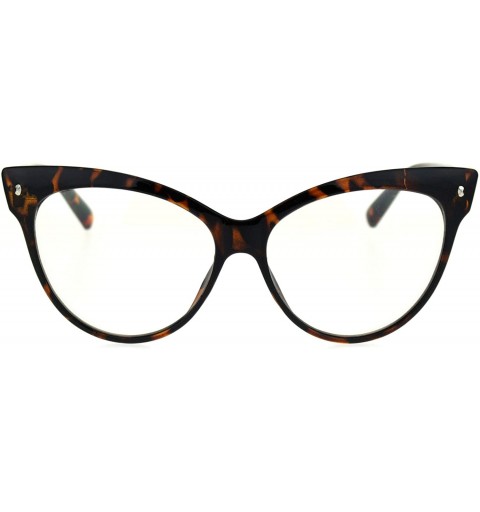 Cat Eye Womens Oversize Cat Eye Horn Rim Plastic Retro Sunglasses - Tortoise Clear - CZ18SLUKSZ3 $11.20