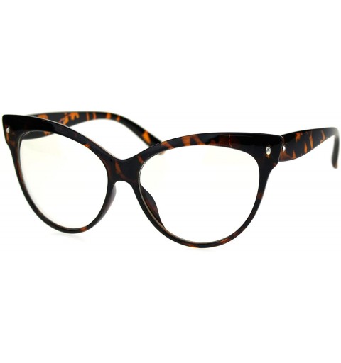 Cat Eye Womens Oversize Cat Eye Horn Rim Plastic Retro Sunglasses - Tortoise Clear - CZ18SLUKSZ3 $11.20