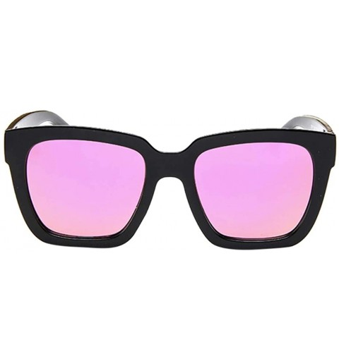 Semi-rimless Men Women Square Vintage Metal Frame Gradient Flat Lens-Mirrored Lens Fashion Goggle Eyewear - Pink - C0196QRS2S...