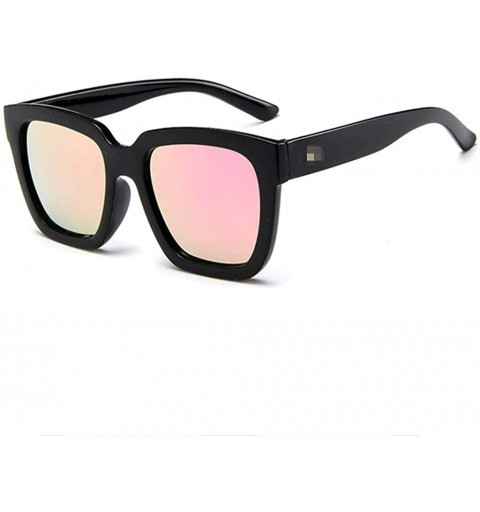 Semi-rimless Men Women Square Vintage Metal Frame Gradient Flat Lens-Mirrored Lens Fashion Goggle Eyewear - Pink - C0196QRS2S...