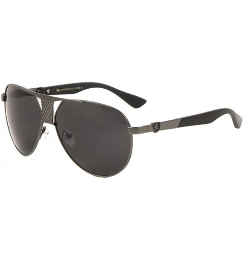 Oversized Mesh Metal Brow Bridge Aviator Sunglasses - Gun Metal & Black Frame - CL18DSSQ22N $8.60