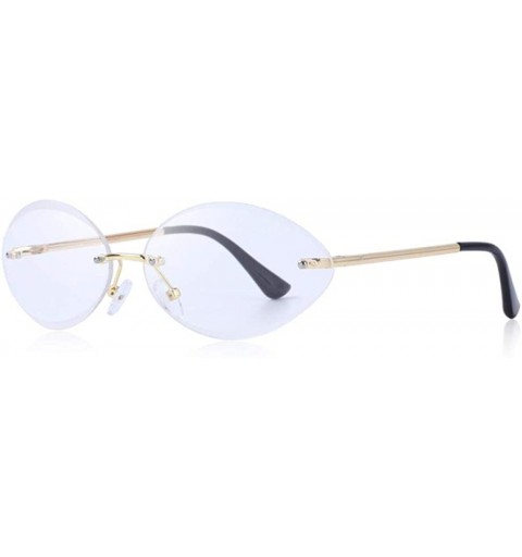 Rimless DESIGN Women Rimless Oval Sunglasses Gradient Lens UV400 Protection C02 Blue - C05 Clear - CE18YNDDGSZ $12.95