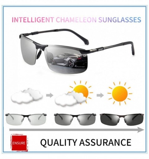 Square Square Photochromic Sunglasses Men Polarized Vintage Black Driving Sun Glasses for Men - Black Frame - C5194OH968Q $40.64