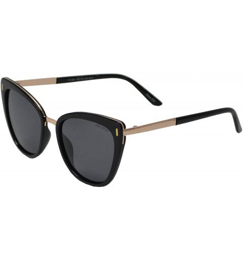 Sport Polarized Cat Eye Sunglasses for Women UV Protection Retro Vintage - Black + Smoke - CN195CO9Y7H $13.06