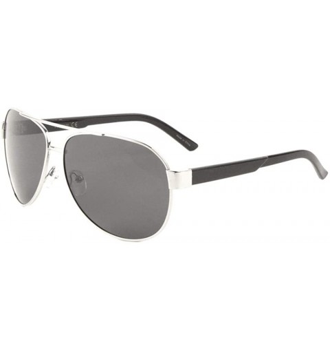 Round Polarized Temple Division Modern Round Aviator Sunglasses - Black Silver - CK190UT94UY $17.94