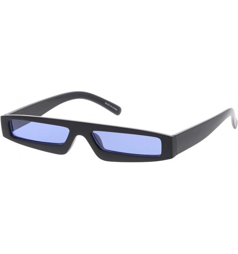 Rectangular Small Tiny Rectangular Box Frame Sleek Fashion Sunglasses - Blue - CF18UDREK86 $11.54